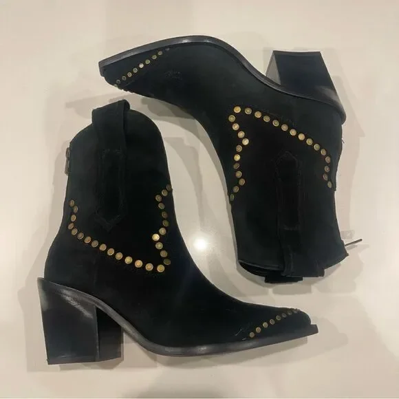 Zadig & Voltaire Cara High Suede studded ankle boots  New - Picture 7 of 13